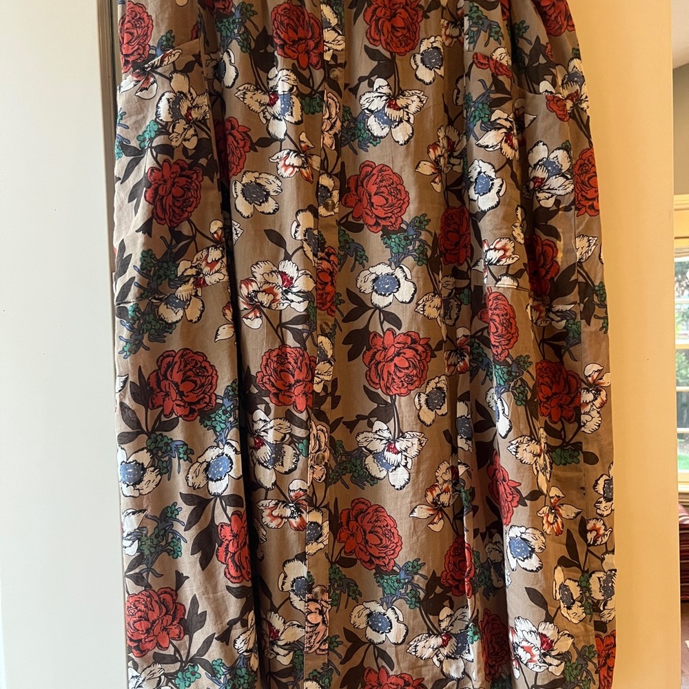 Roolee Floral Maxi Skirt - Red, White, and Tan